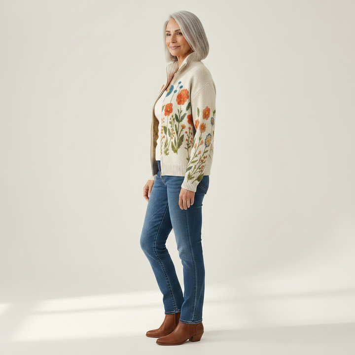 Brianna - Wildflower Meadow Zip Cardigan - View 2