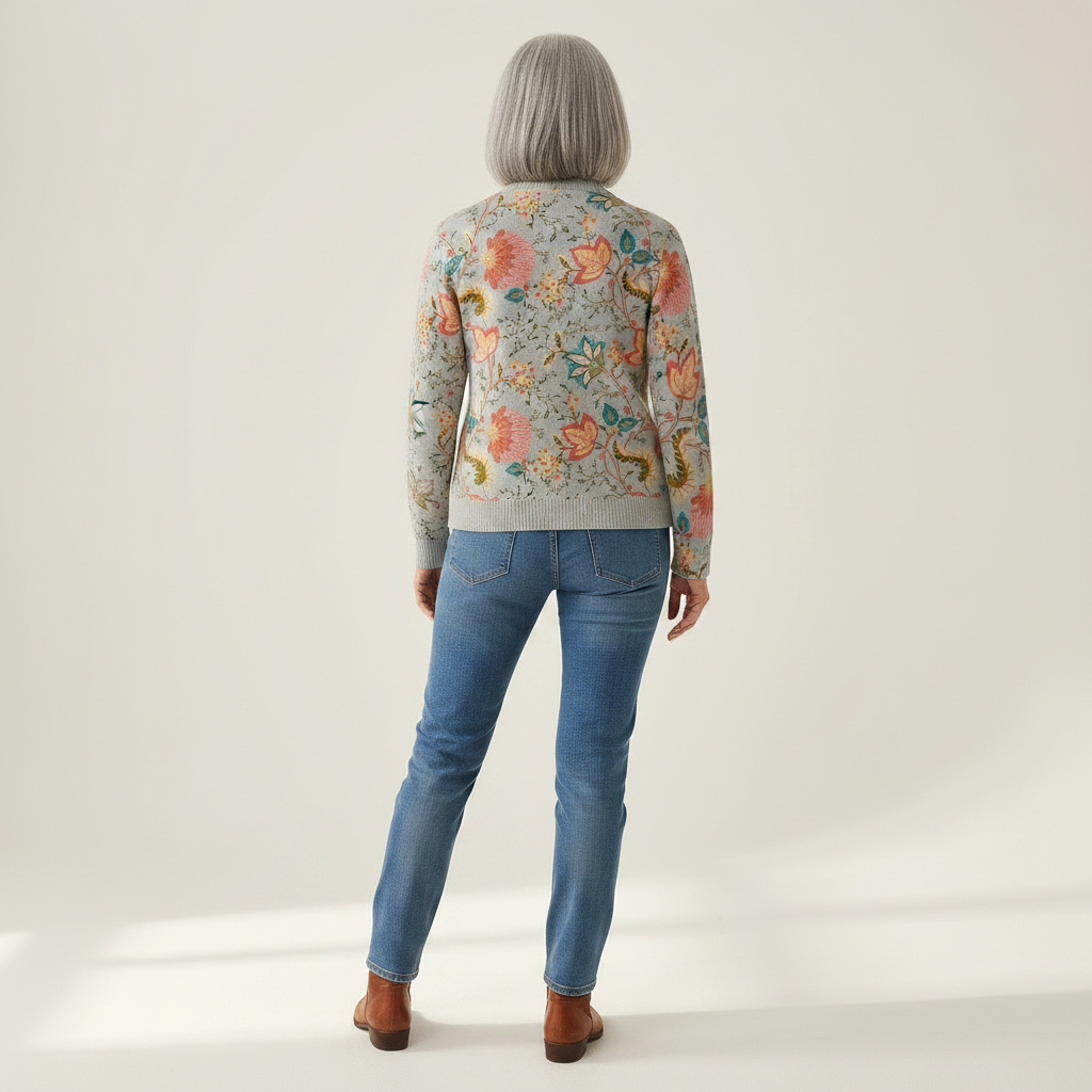 Elise - Botanical Garden Floral Zip Cardigan - View 3