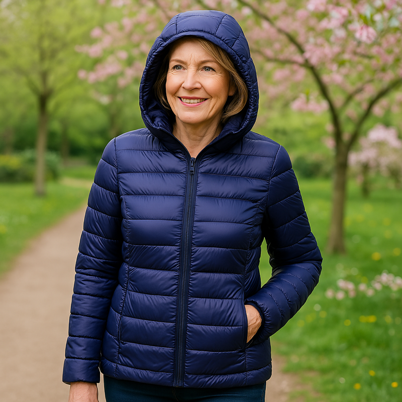 Alison - Navy Hooded Puffer Jacket