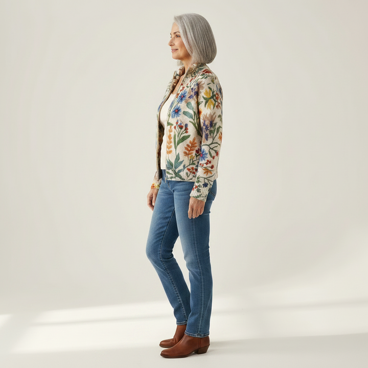 Hailey - Vintage Floral Garden Zip Cardigan - View 2