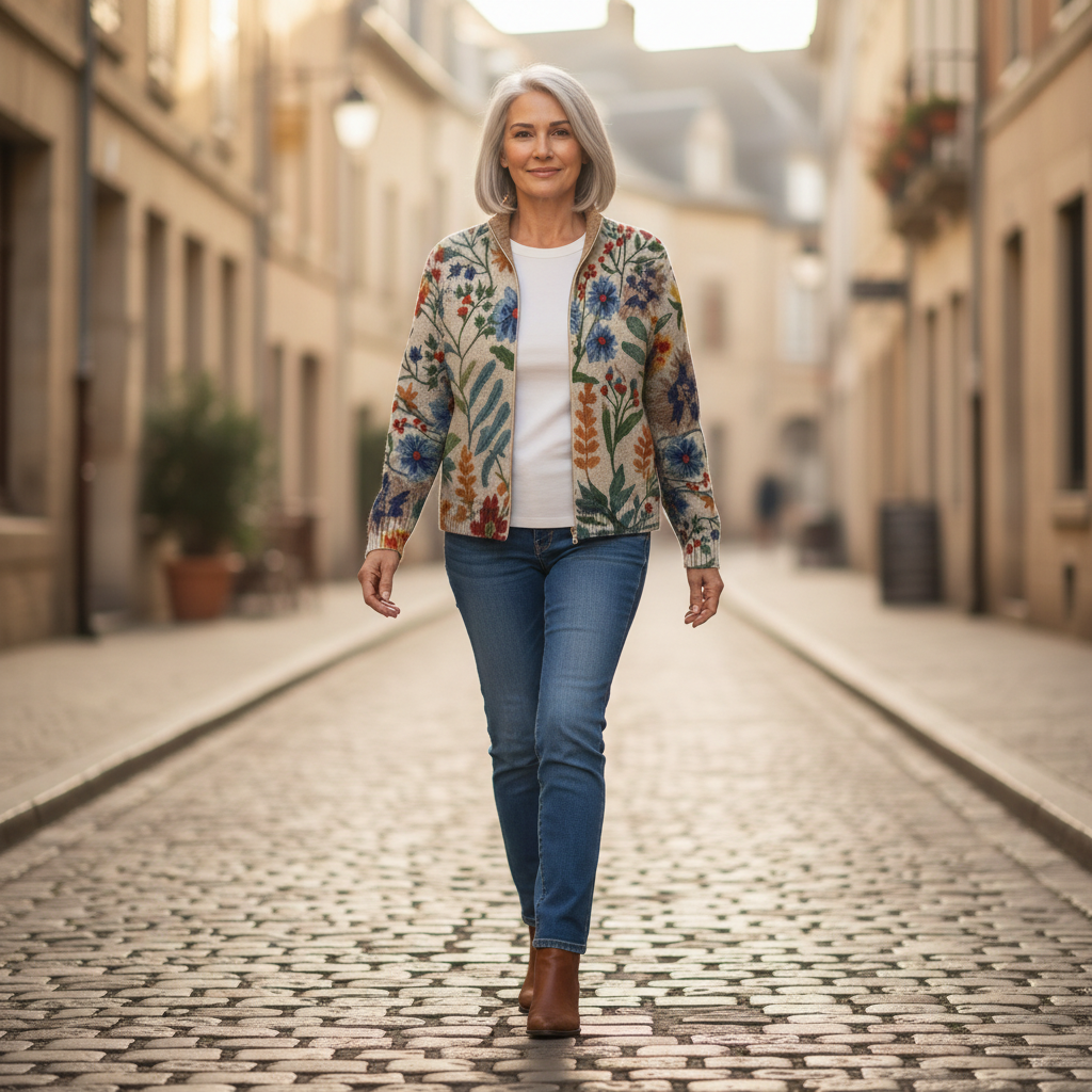 Hailey - Vintage Floral Garden Zip Cardigan - View 4
