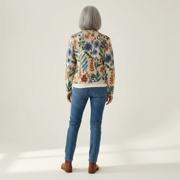 Hailey - Vintage Floral Garden Zip Cardigan - View 3