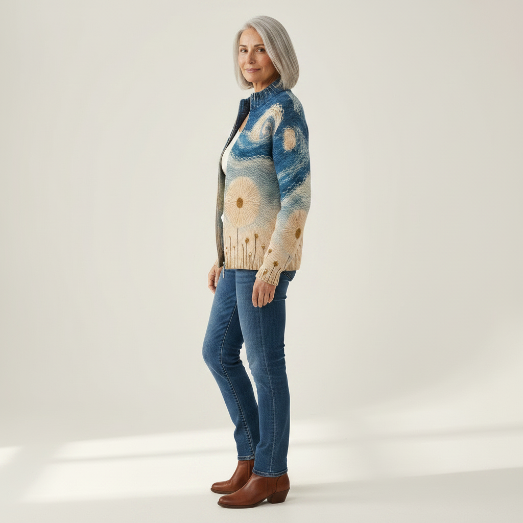 Quinn - Dandelion Meadow Quilted Zip Cardigan - View 2