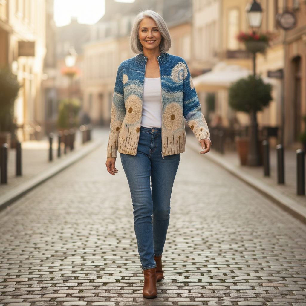 Quinn - Dandelion Meadow Quilted Zip Cardigan - View 4