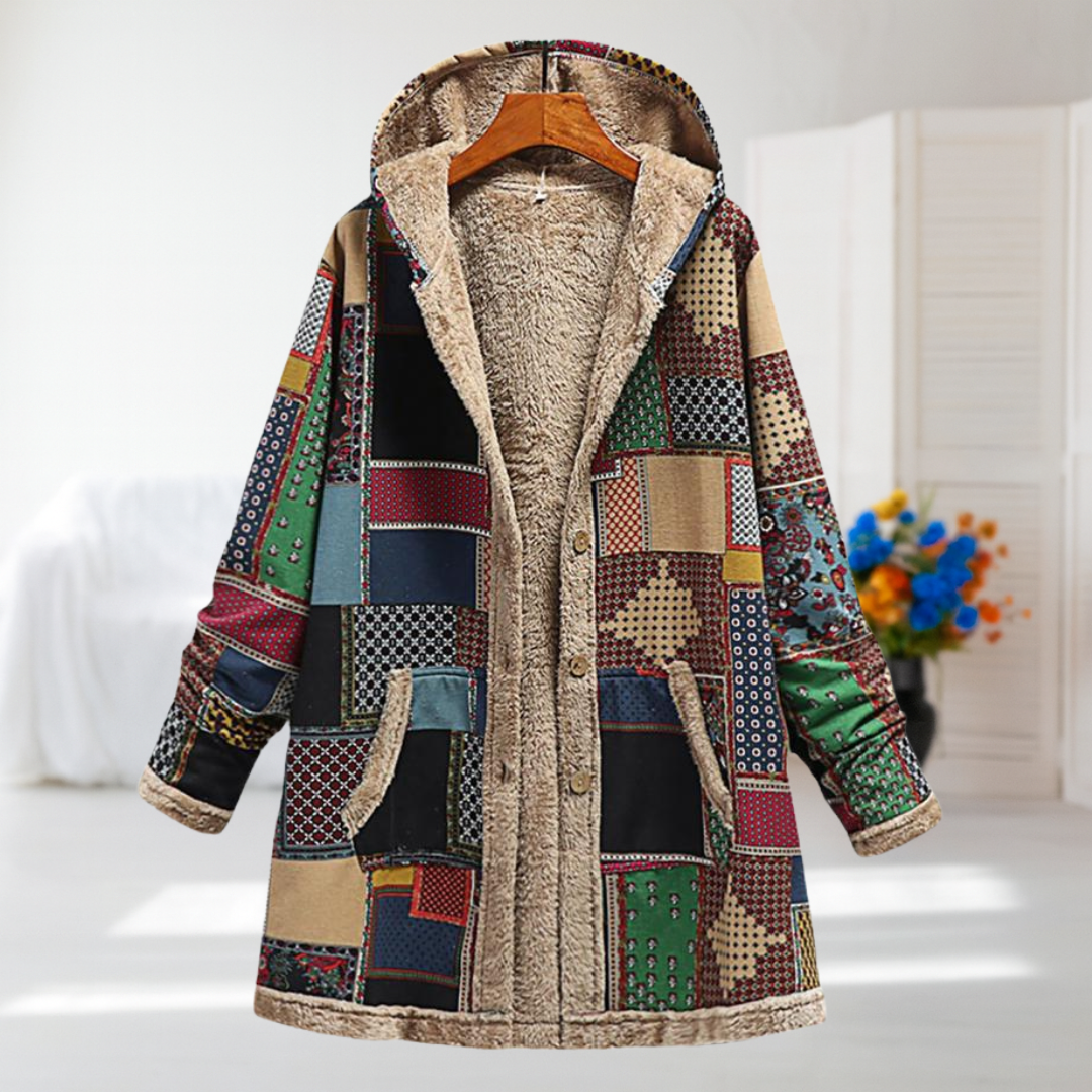 Camilla - Patchwork Check Hooded Coat
