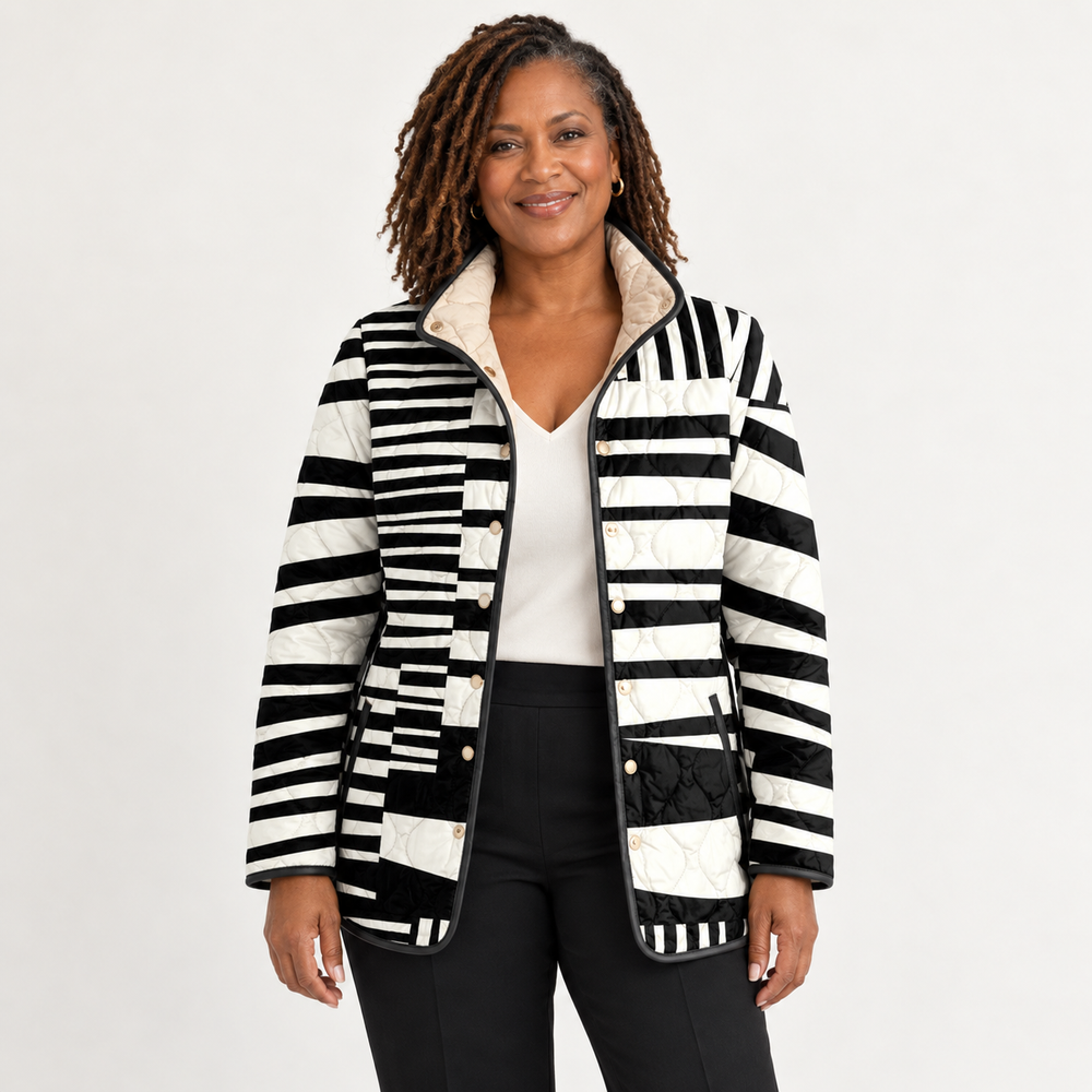 Willow - Black and White Abstract Quilted Jacket