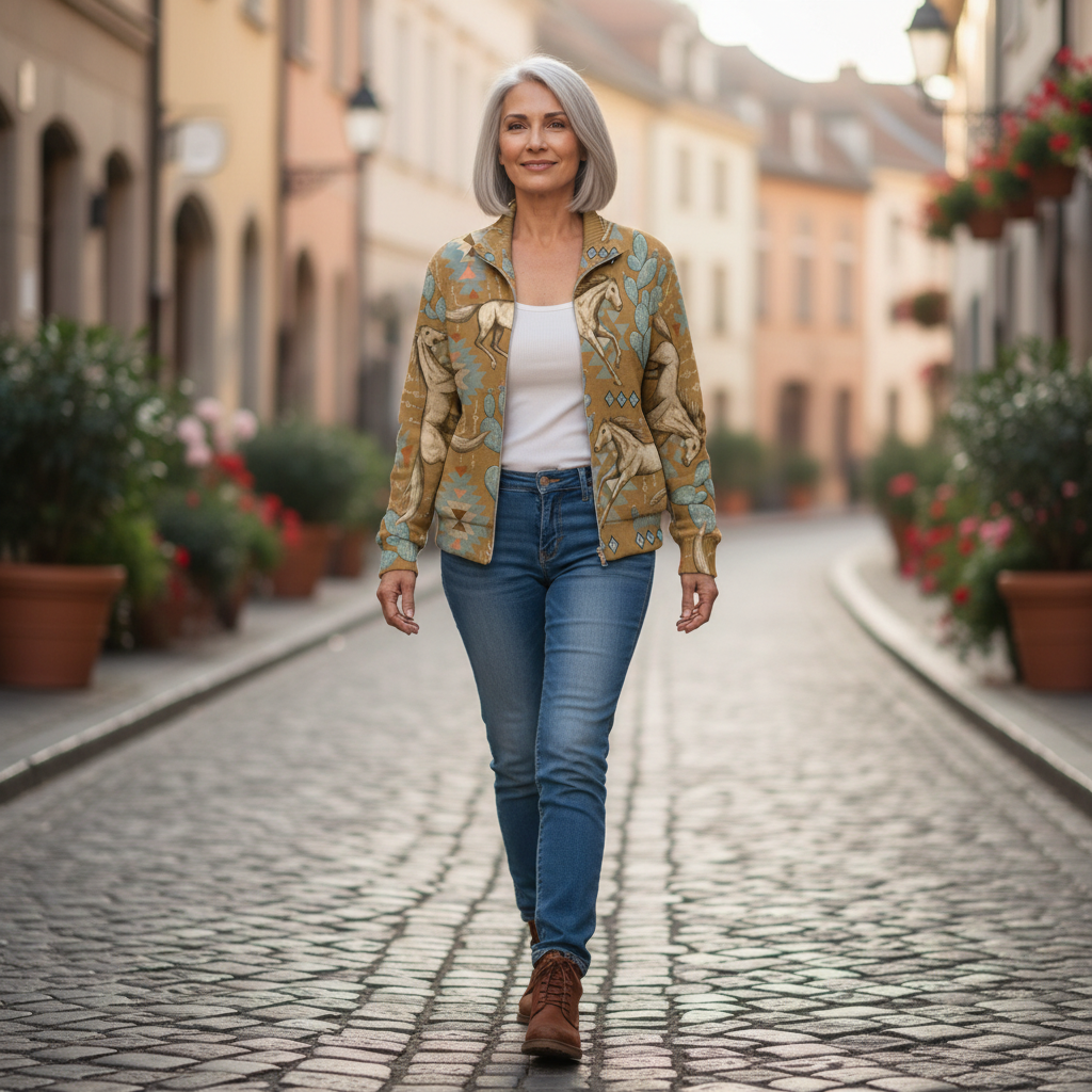 Kaitlyn - Desert Horse and Cactus Zip Cardigan - View 4