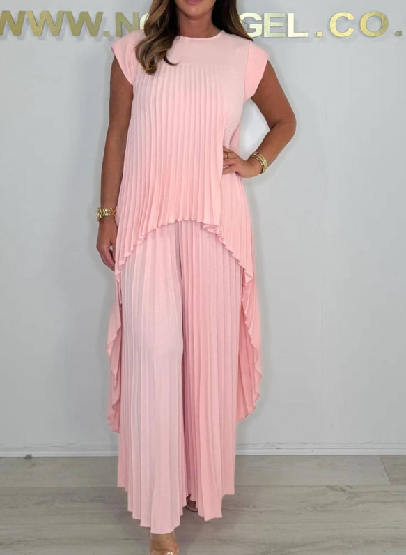 Sherry Pleated Midi Top &amp; Wide-Leg Trousers Set