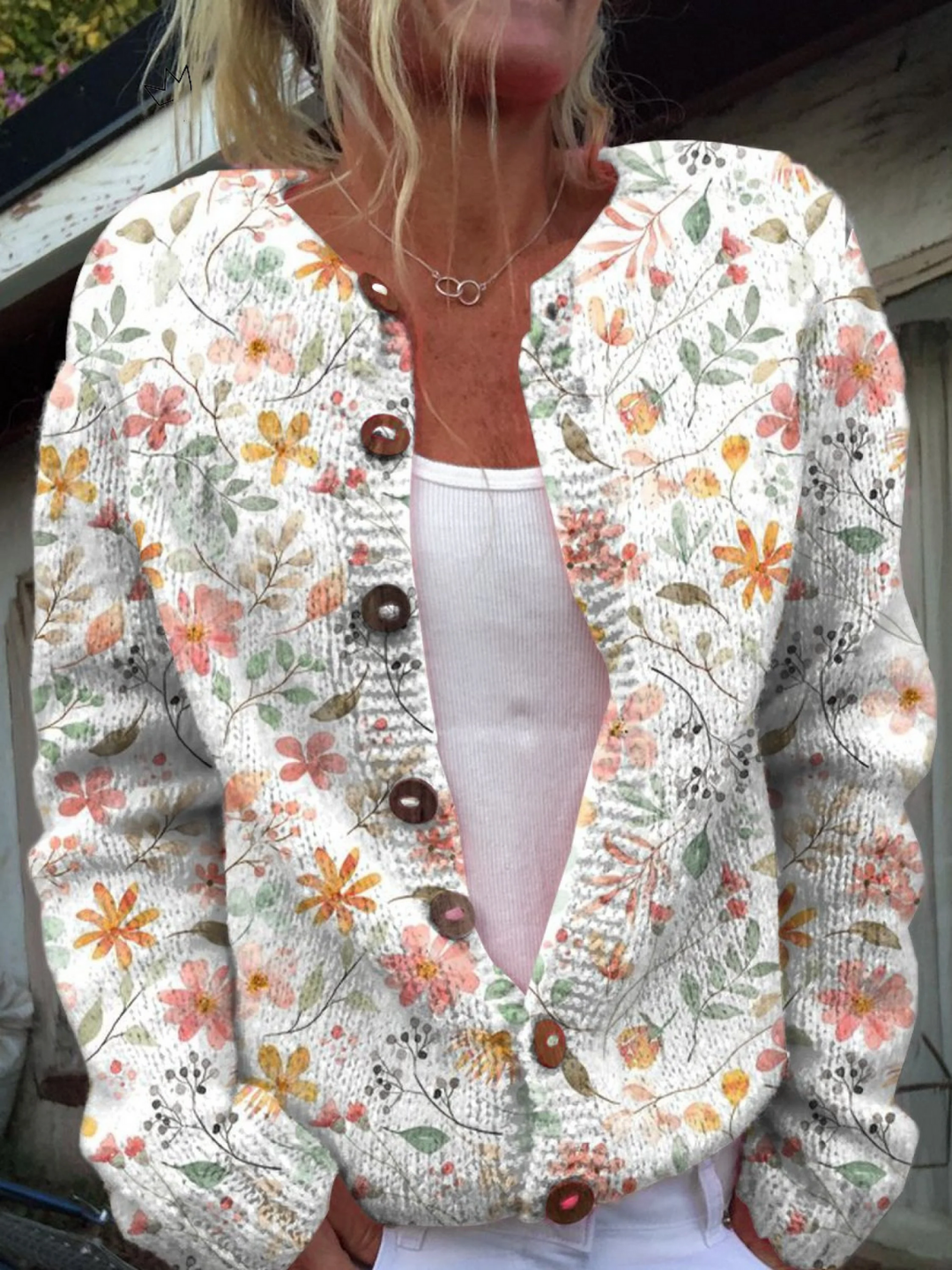 Watercolour floral knitted cardigan - Hannah
