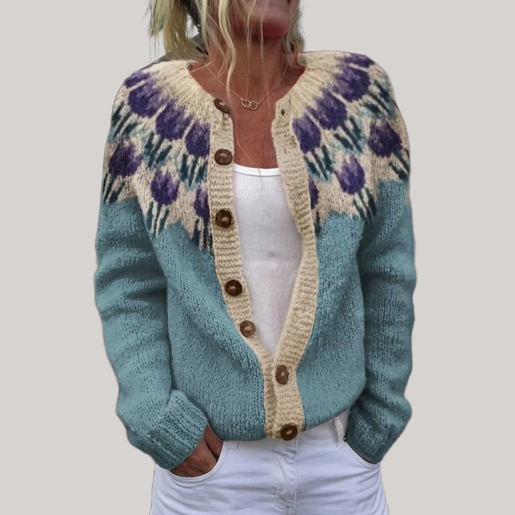 Rosemary - Blossom Print Yoke Cardigan