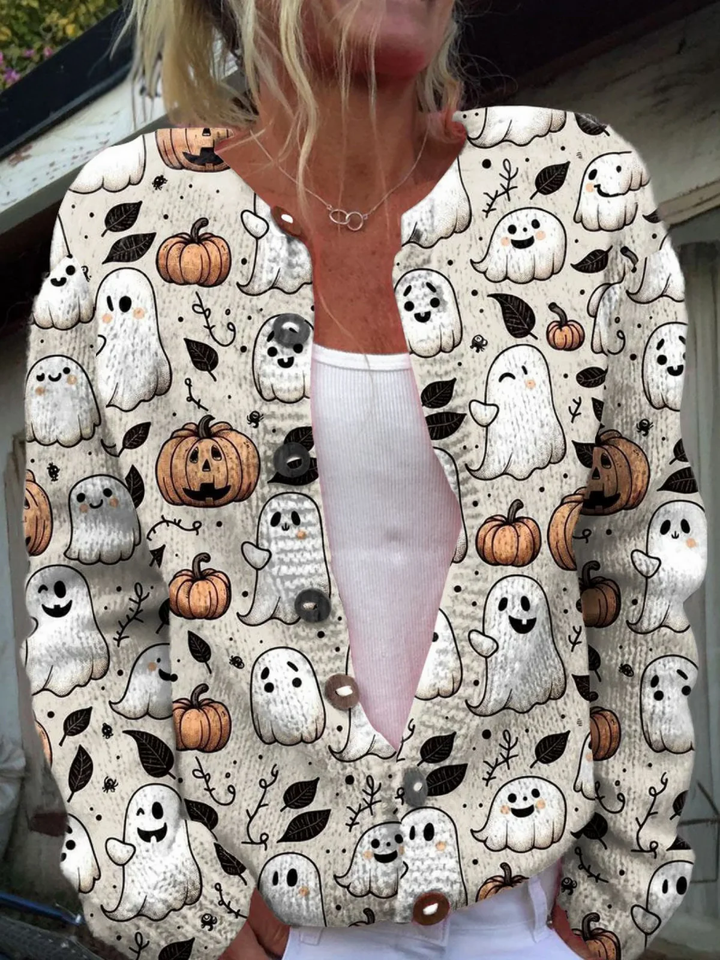 Orla - Ghost and Pumpkin Cardigan - View 1