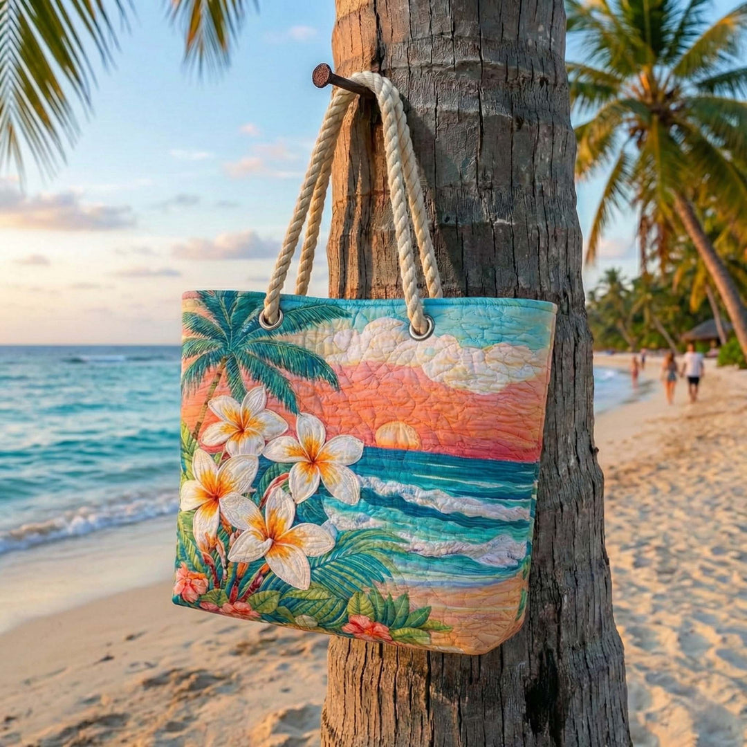 Handmade quilted beach bag - Tropical Spirit design
