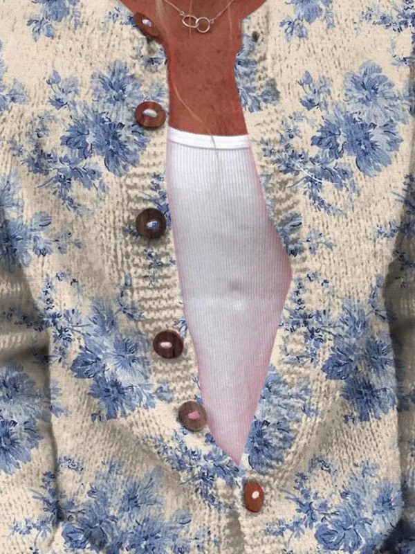 Blue floral knitted cardigan - Bailey