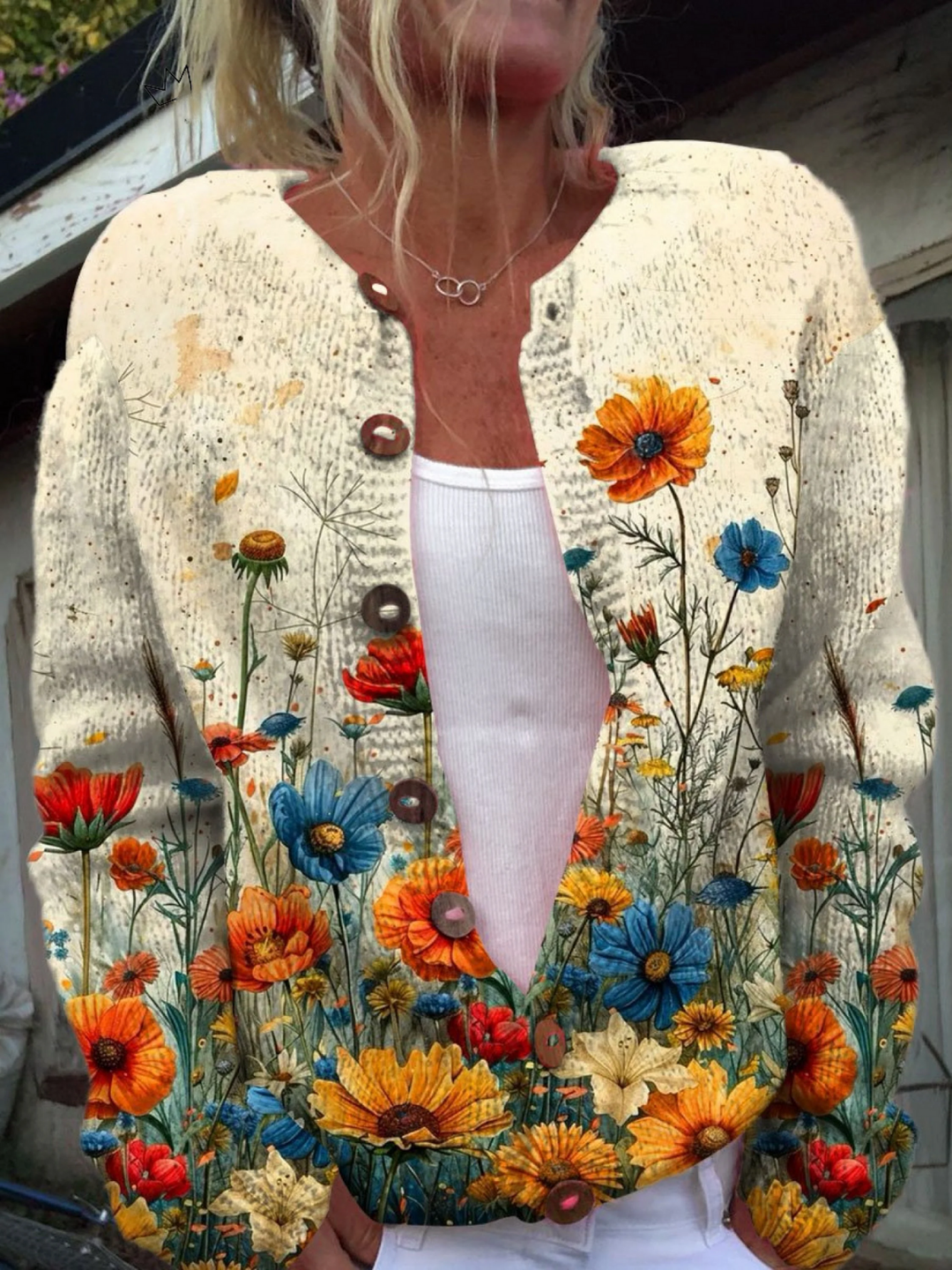 Wildflower print knitted cardigan - Cora