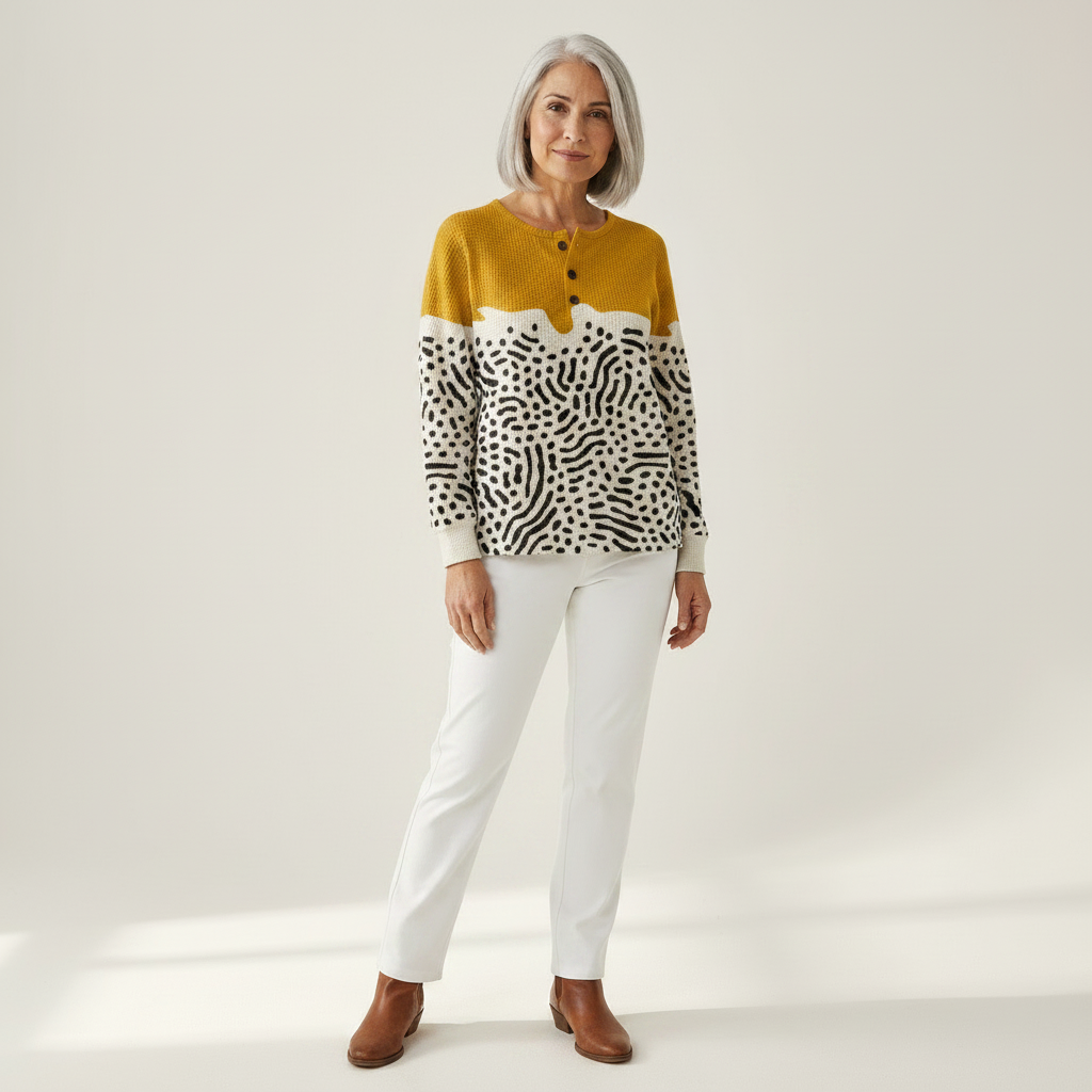 Fleur - Mustard yellow with dot pattern - View 1