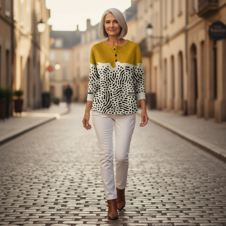 Fleur - Mustard yellow with dot pattern - View 4