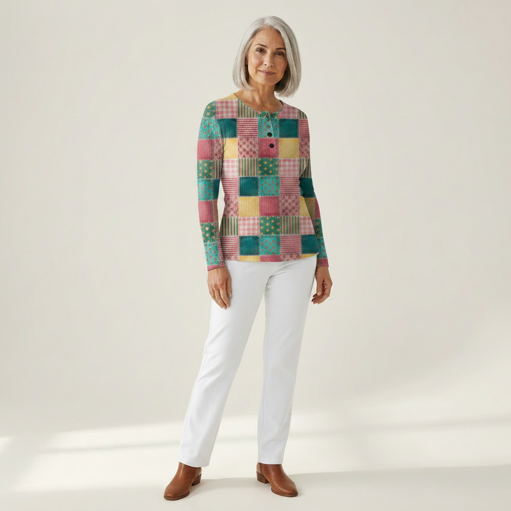 Meredith - Patchwork in pink and turquoise - View 1