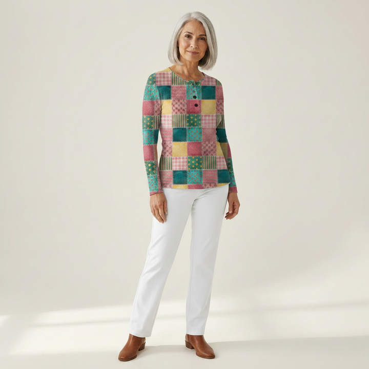 Meredith - Patchwork in pink and turquoise - View 1