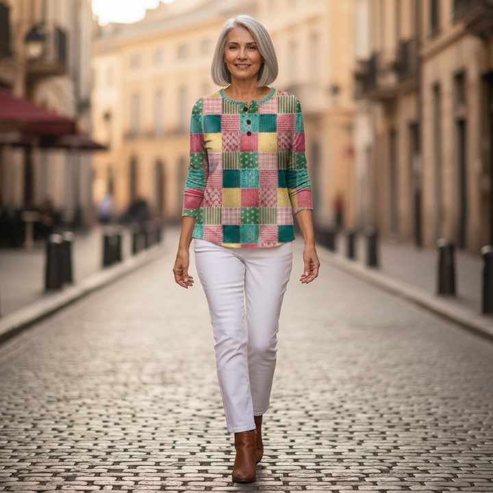 Meredith - Patchwork in pink and turquoise - View 4