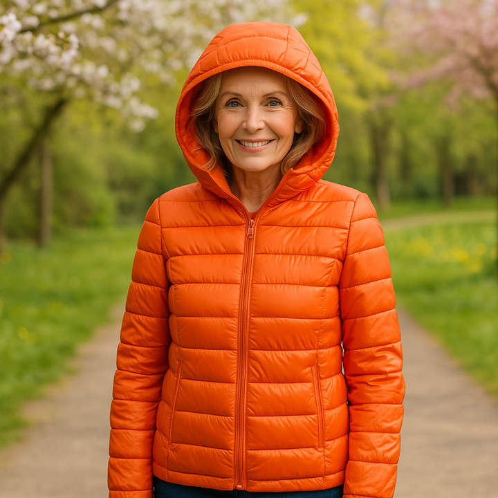 Ruth - Orange Hooded Puffer Jacket