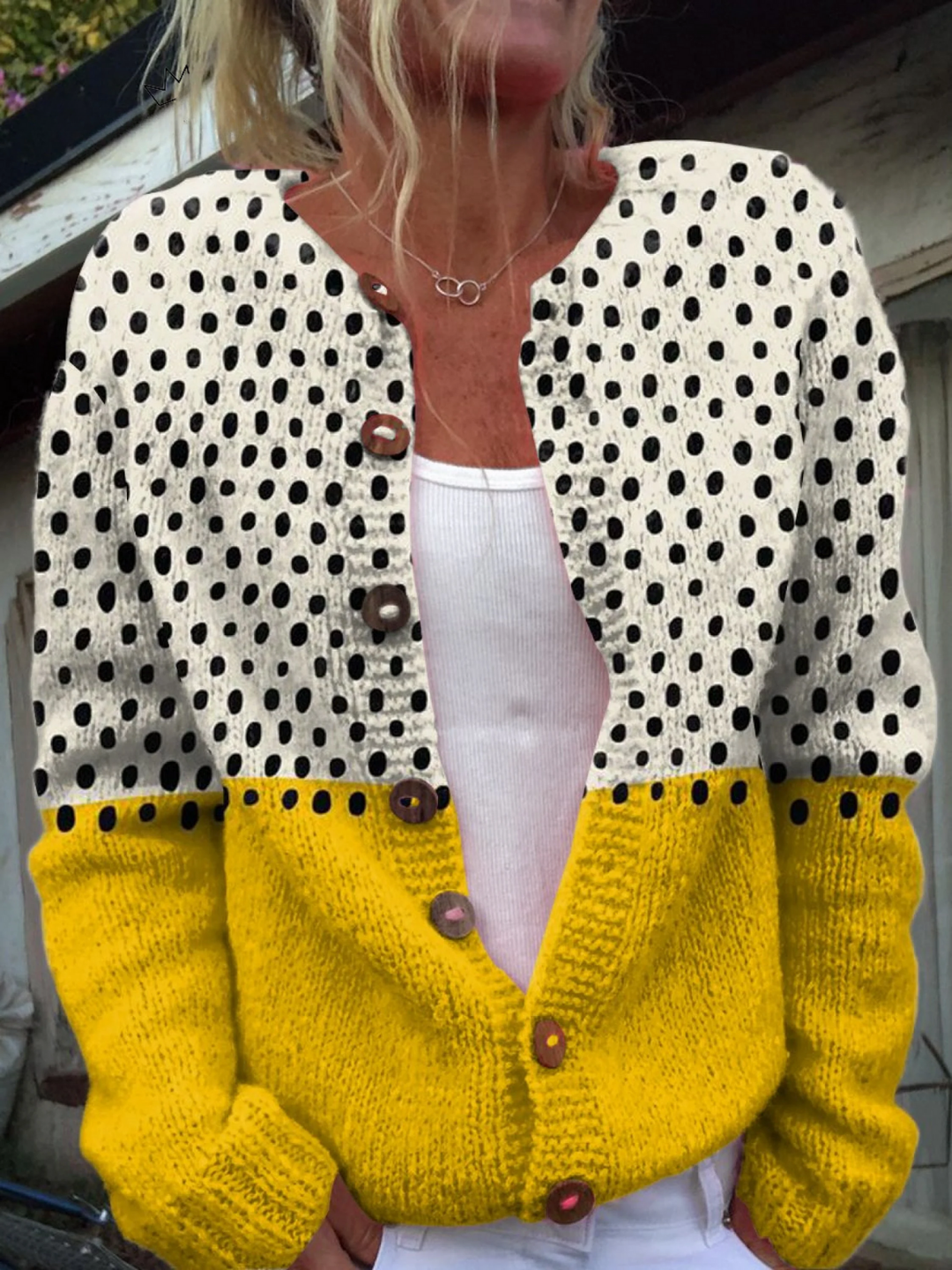 Two-tone colourblock knitted cardigan - Georgia