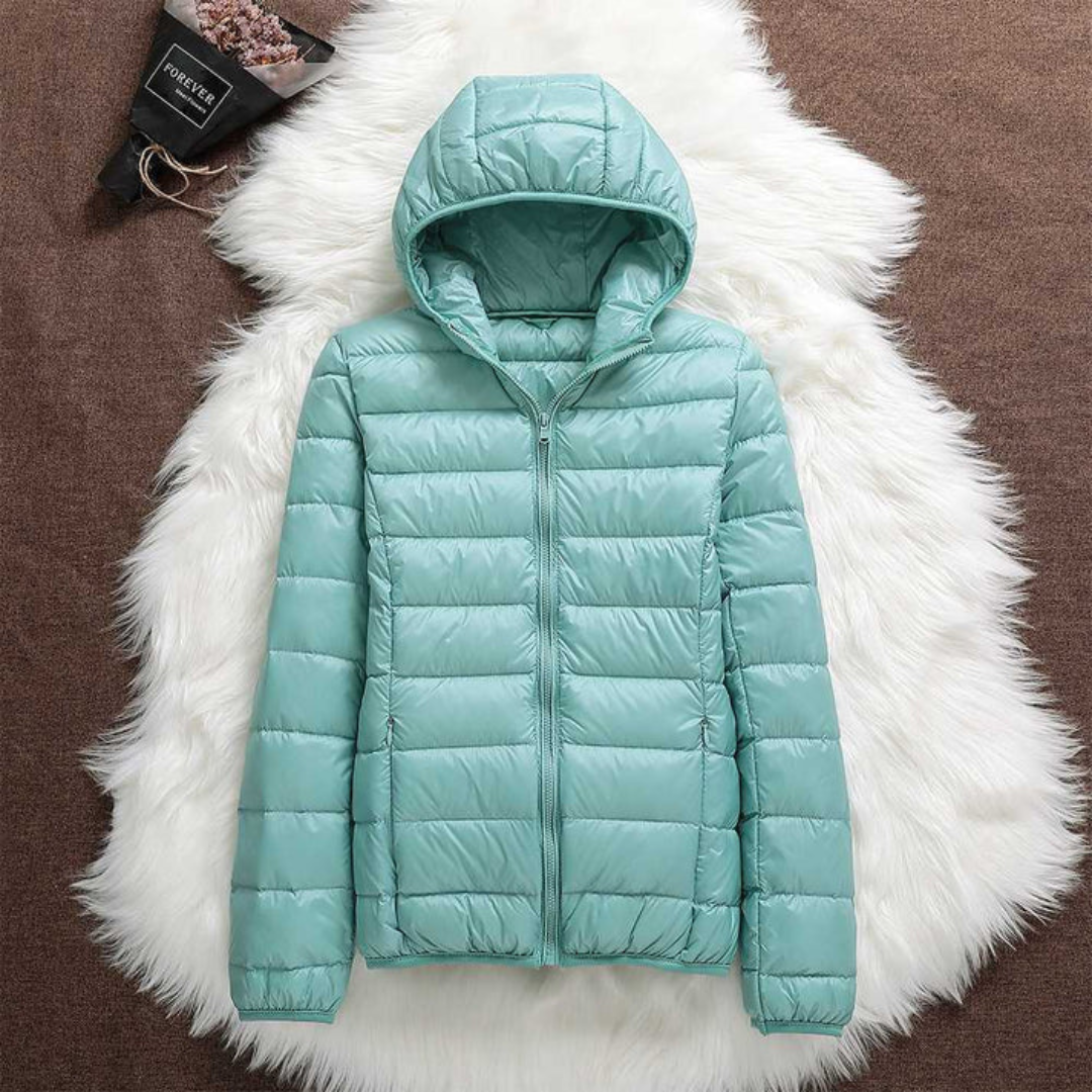 Carol - Mint Green Hooded Puffer Jacket