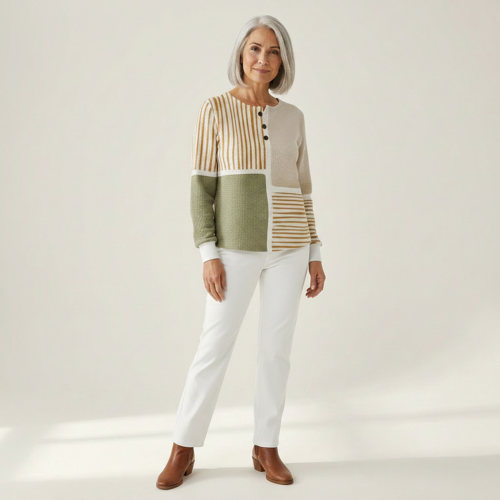 Lotte - Patchwork in green and mustard - View 1