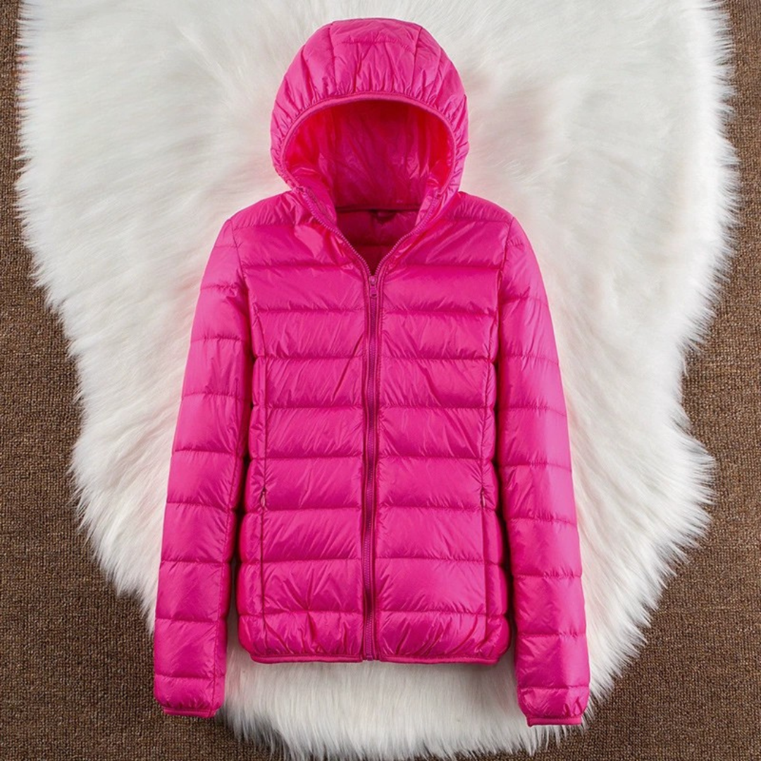 Abigail - Bright Pink Hooded Puffer Jacket