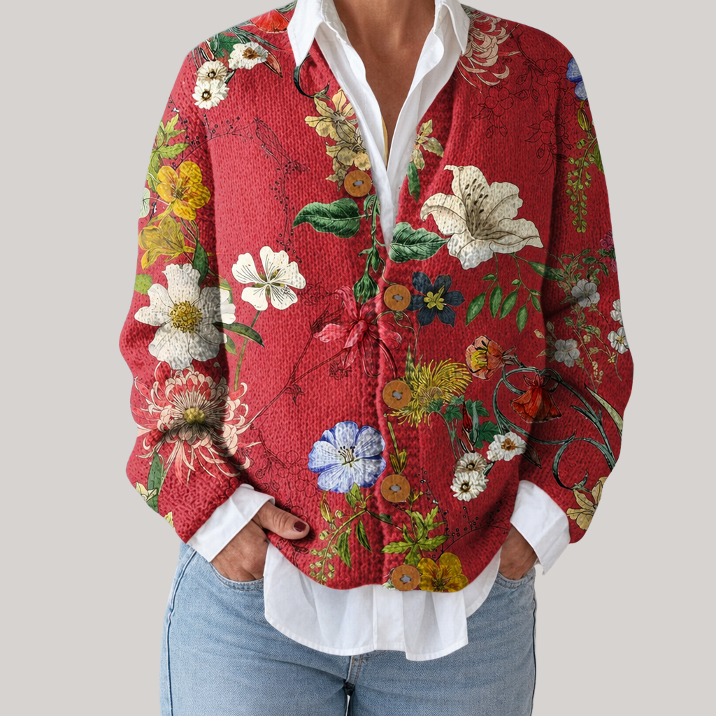 Aisling - Vintage Botanical Print Cardigan
