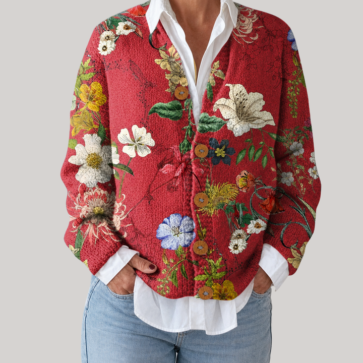 Aisling - Vintage Botanical Print Cardigan