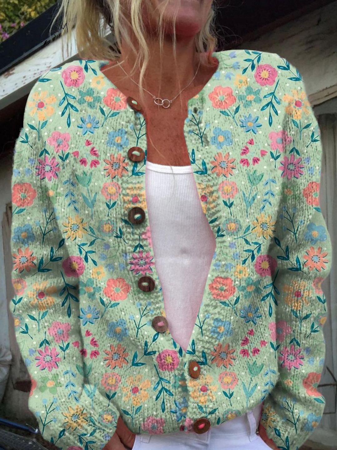 Pastel floral knitted cardigan - Lily