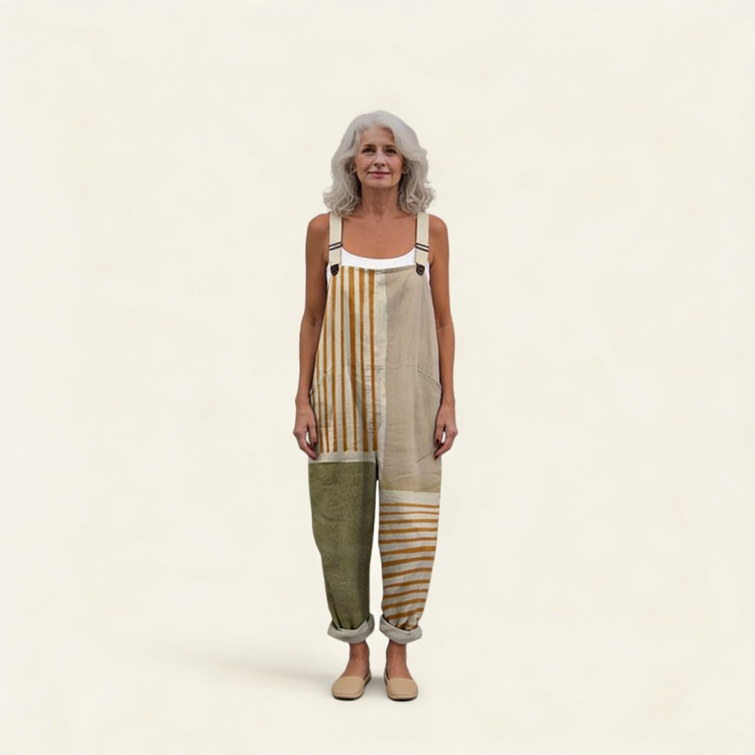 Oonagh - Natural Striped Patchwork Silhouette