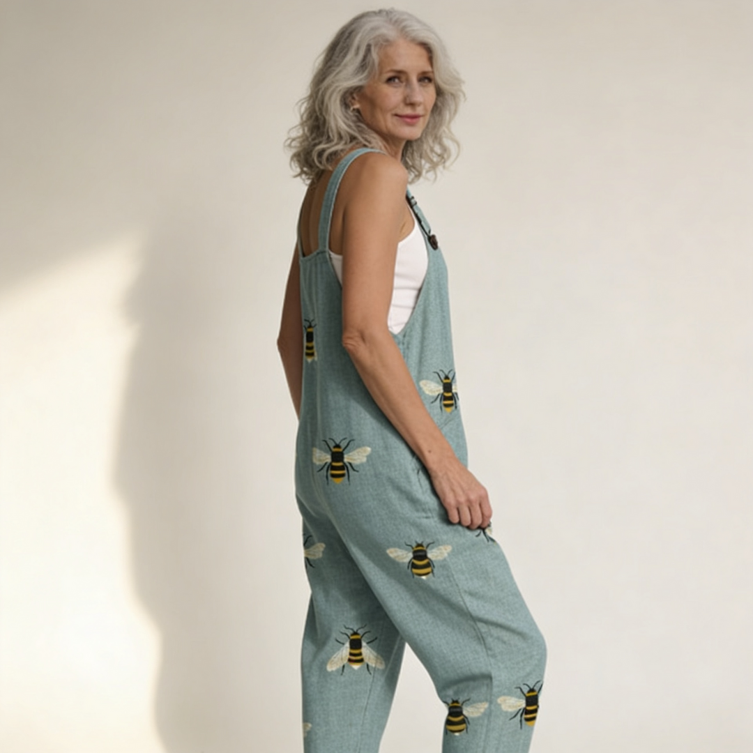 Isla – Flowing Green Bee Jumpsuit