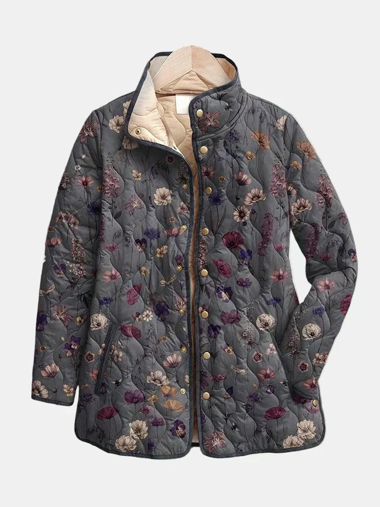 Valerie - Vintage Floral Print Quilted Jacket