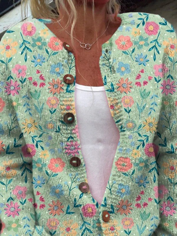 Pastel floral knitted cardigan - Lily