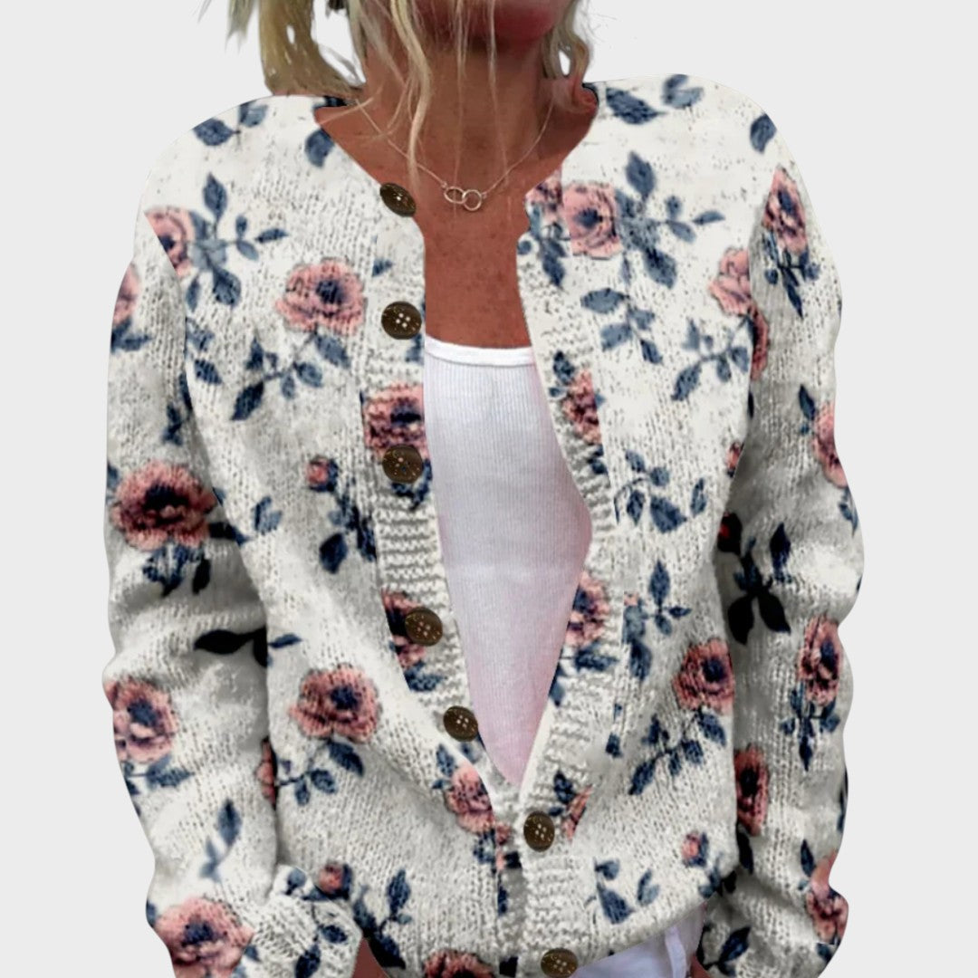 Nuala - Dusty Rose Print Cardigan - Product Photo