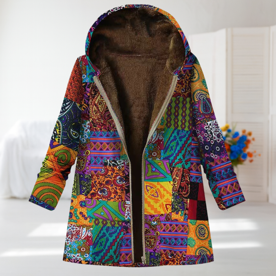 Sofia - Bright Patchwork Hooded Coat