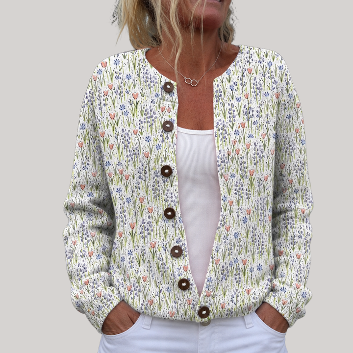 Emilia - Vintage Floral Knit Cardigan