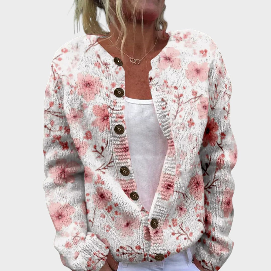 Dervla - Cherry Blossom Print Cardigan - Product Photo