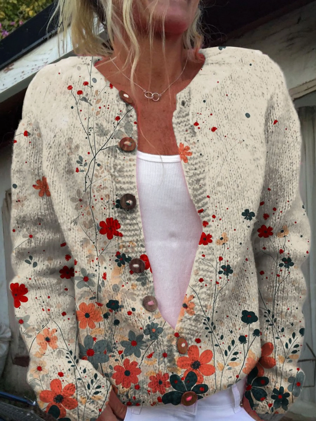 Floral knitted cardigan - Ruby
