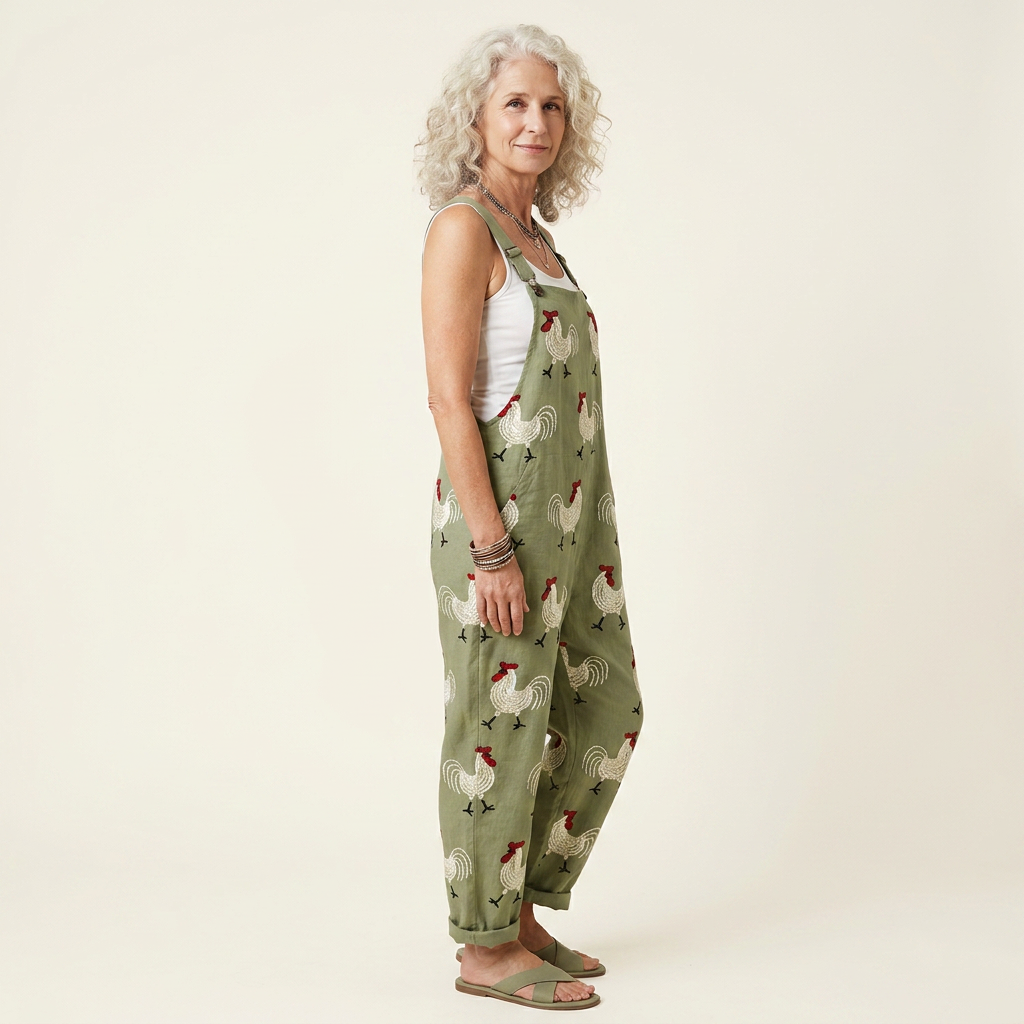 Charlotte - Olive Rooster Jumpsuit
