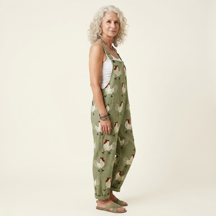 Charlotte - Olive Rooster Jumpsuit