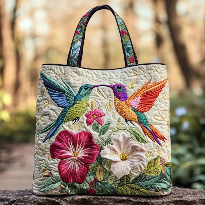 Hummingbird &amp; Flowers Handmade Bag