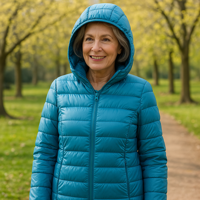 Chloe - Sea Blue Hooded Puffer Jacket