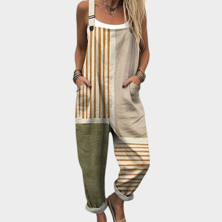 Oonagh - Natural Striped Patchwork Silhouette