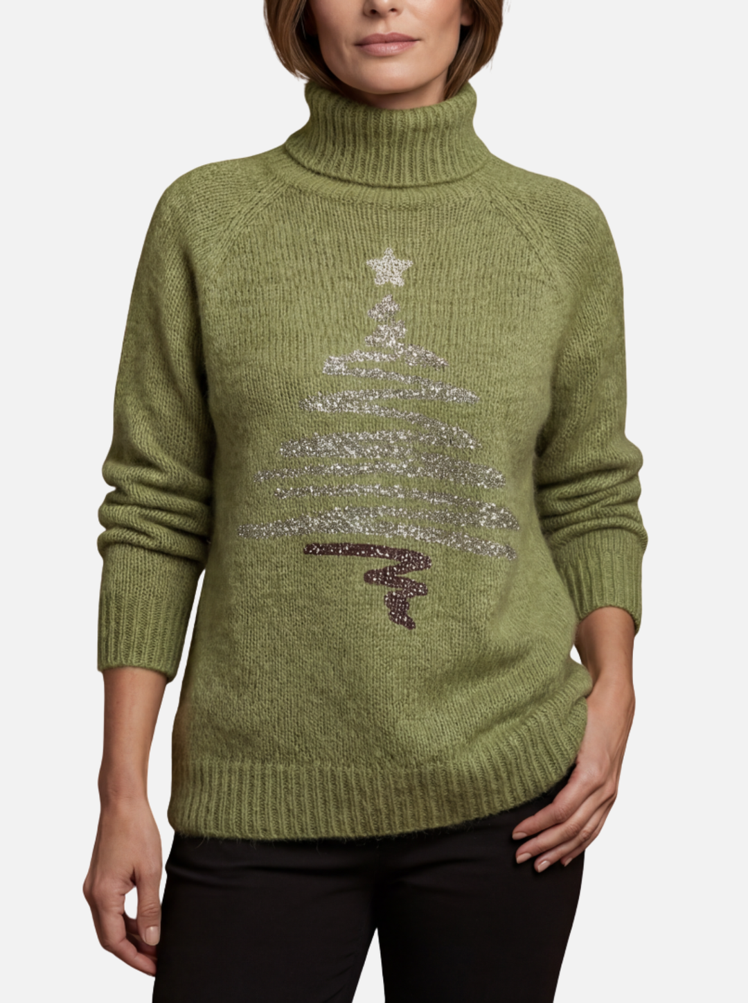 Michelle - Shimmer Green Roll Neck Jumper