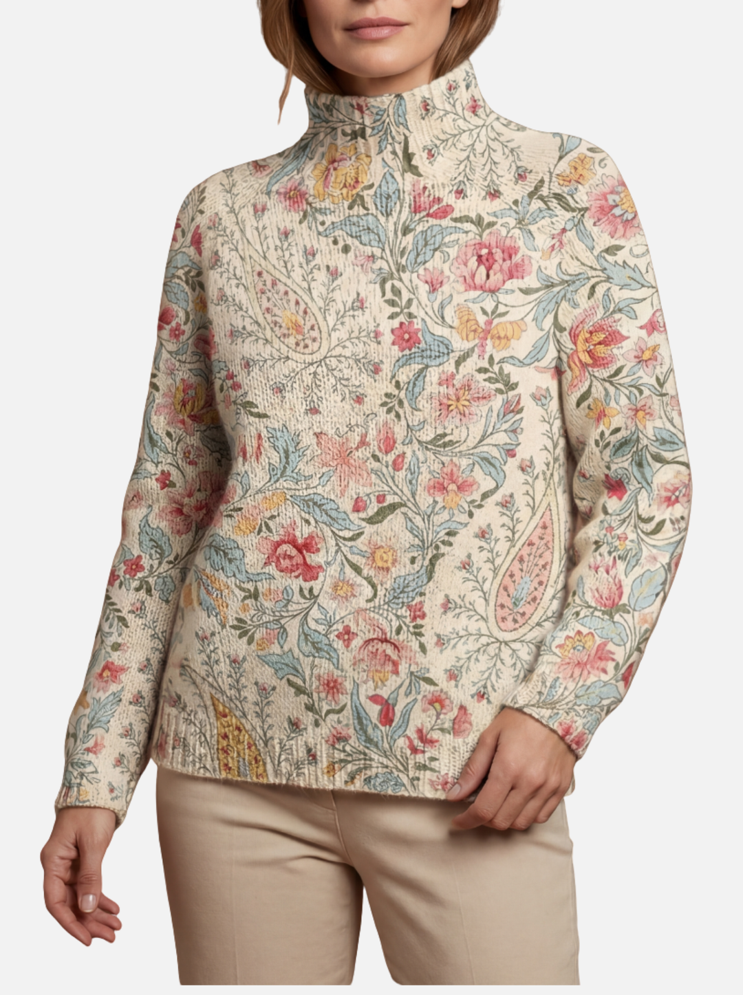 Lisa - Vintage Paisley Roll Neck Jumper