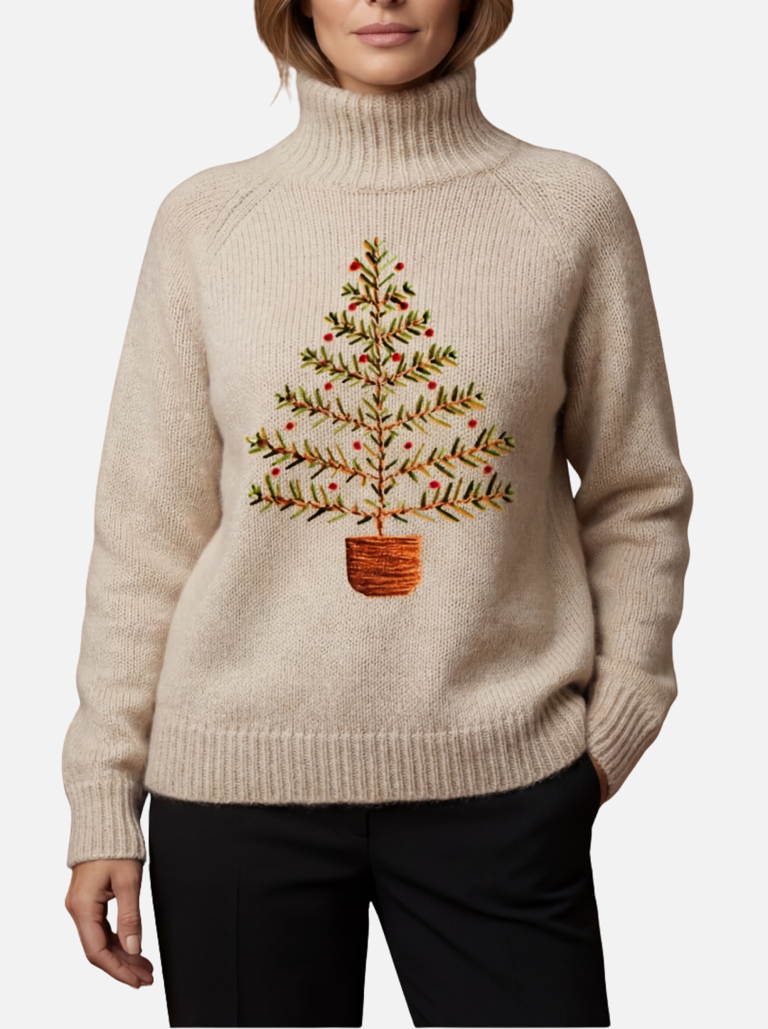 Jennifer - Christmas Tree Roll Neck Jumper