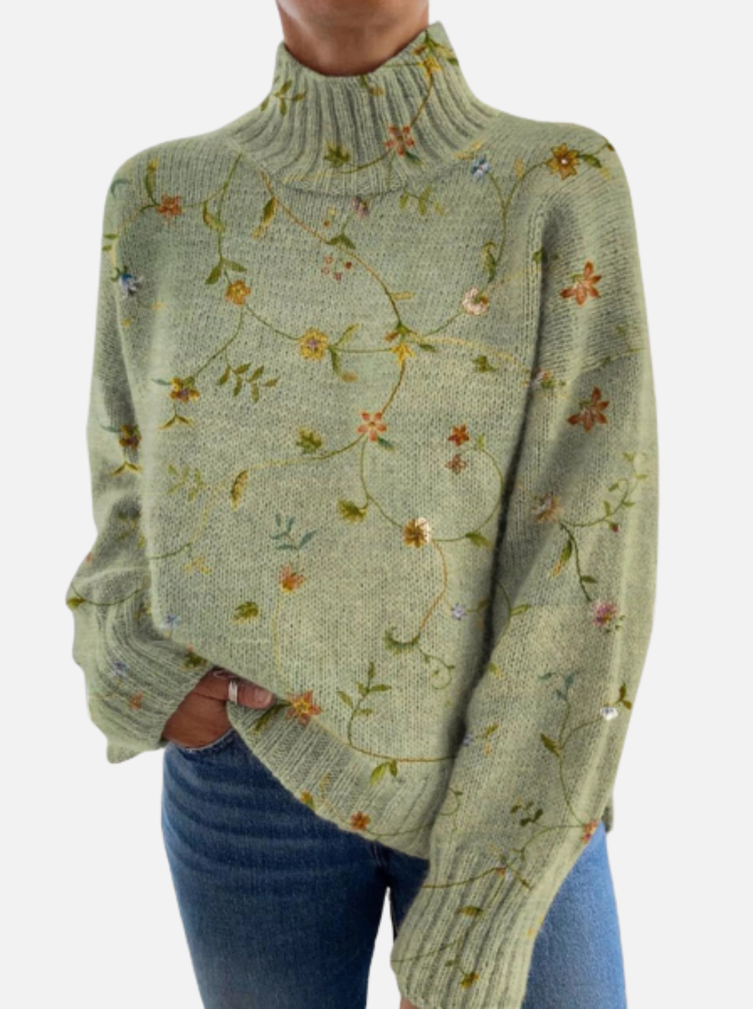 Elizabeth - Wildflower Roll Neck Jumper