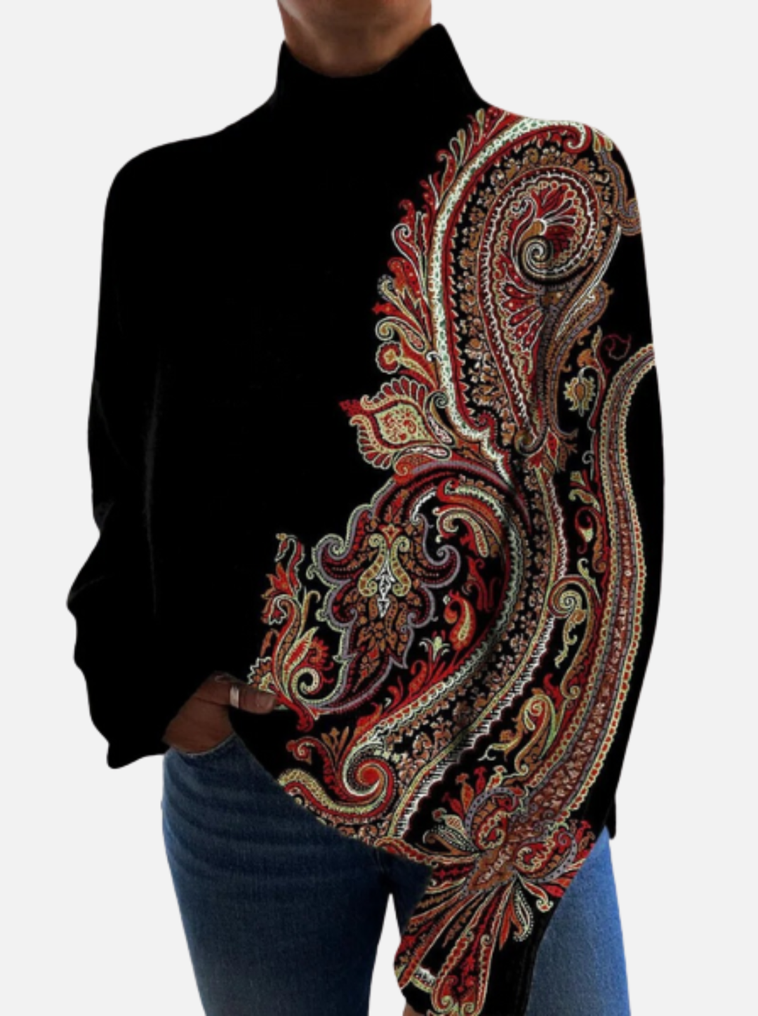 Katherine - Ornamental Paisley Roll Neck Jumper